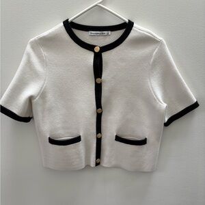 NWOT Abercrombie & Fitch Cream Cardigan with Black Trim